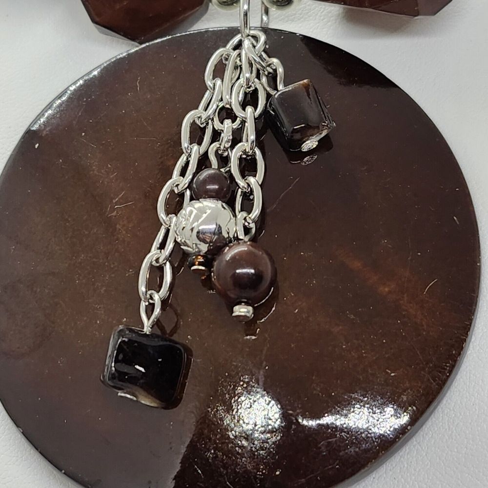 Silver Tone‎ And Brown Collar Necklace - Picture 2 of 6